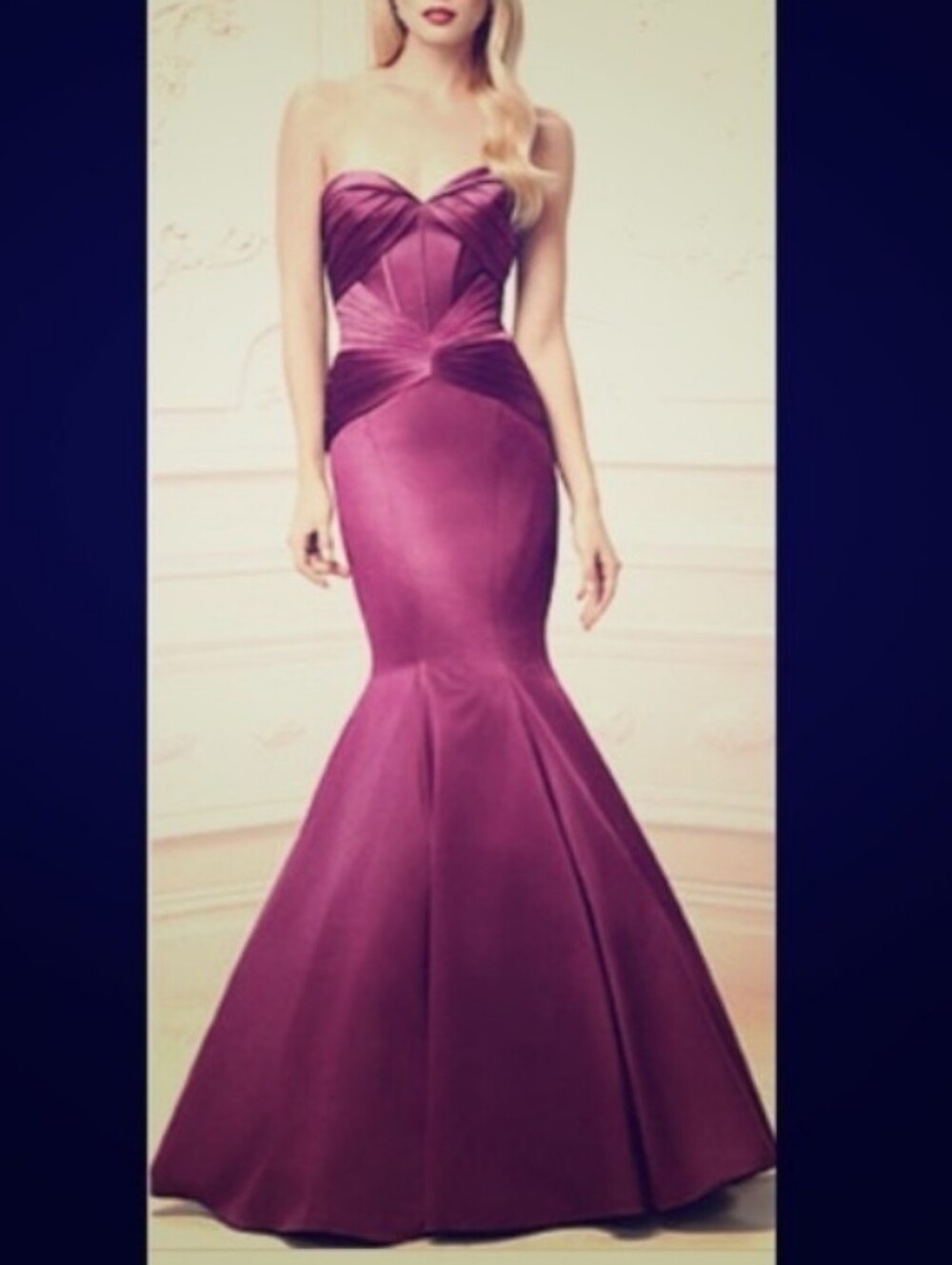 Truly By Zac Posen Gown Mermaid Maxi Dress Bustier Pleats Strapless Satin Womens
